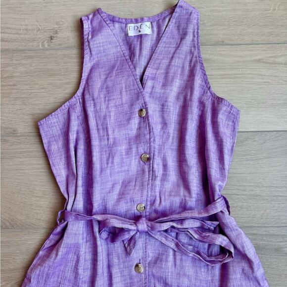 Eden Sleeveless Midi Dress with Tie Lavender Sz Small - Picture 4 of 7